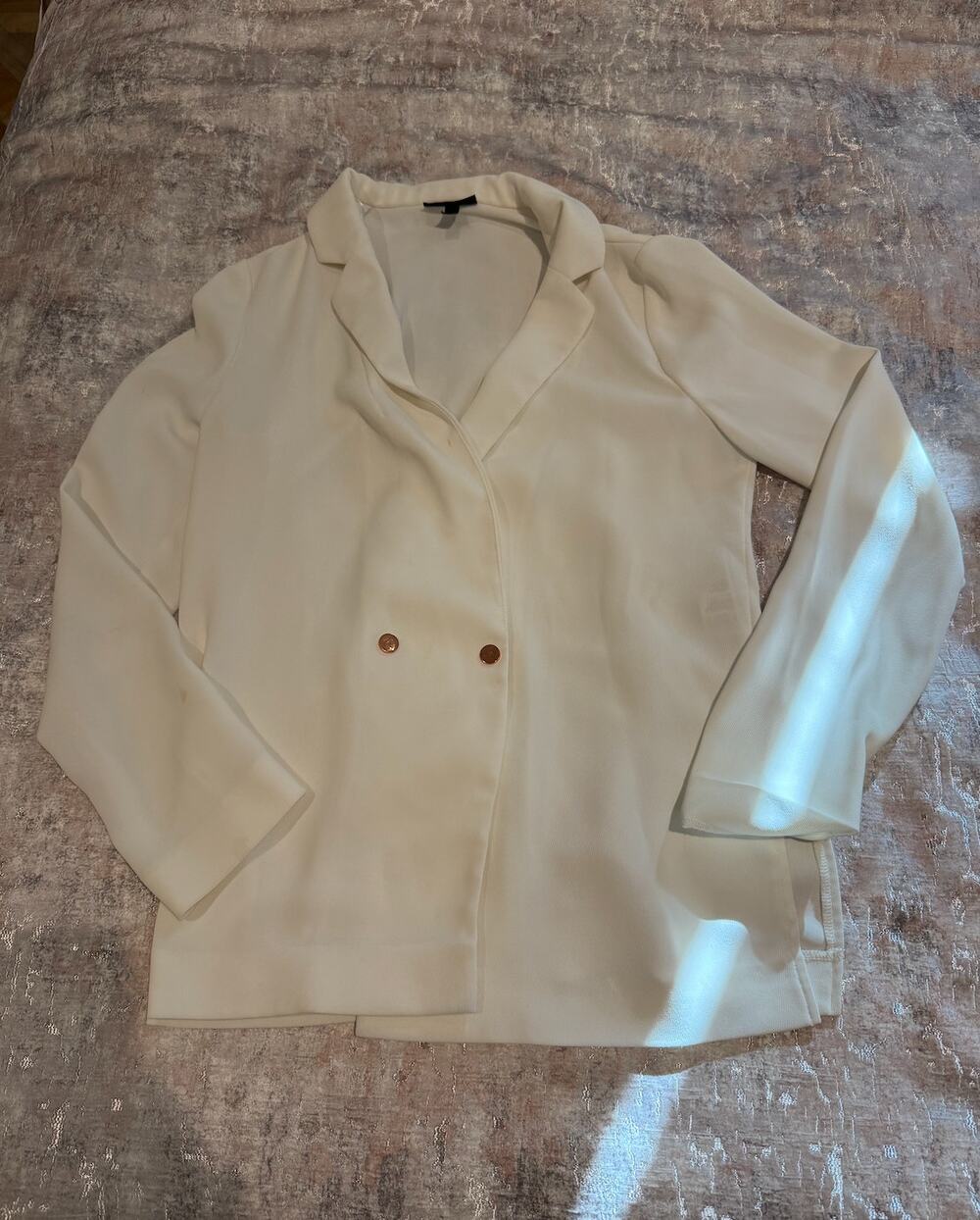 Topshop Cream Double-Breasted Blazer | Size 4